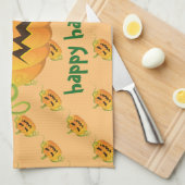 Oranje Halloween Pompoen Naadloos Patroon Theedoek (Quarter Fold)