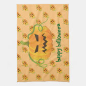 Oranje Halloween Pompoen Naadloos Patroon Theedoek (Verticaal)