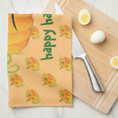 Oranje Halloween pompoen Sad Naadloos Patroon Theedoek (Quarter Fold)