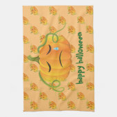 Oranje Halloween pompoen Sad Naadloos Patroon Theedoek (Verticaal)