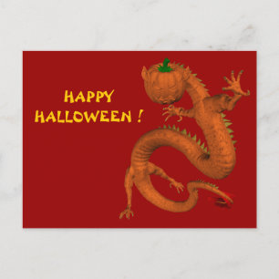 Oranje Halloween Pumpkin Dragon Briefkaart