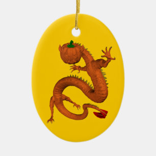 Oranje Halloween Pumpkin Dragon Keramisch Ornament