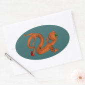 Oranje Halloween Pumpkin Dragon Ovale Sticker (Envelop)