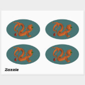 Oranje Halloween Pumpkin Dragon Ovale Sticker (Vel)