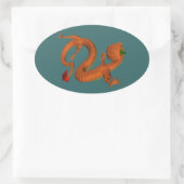 Oranje Halloween Pumpkin Dragon Ovale Sticker (Tas)
