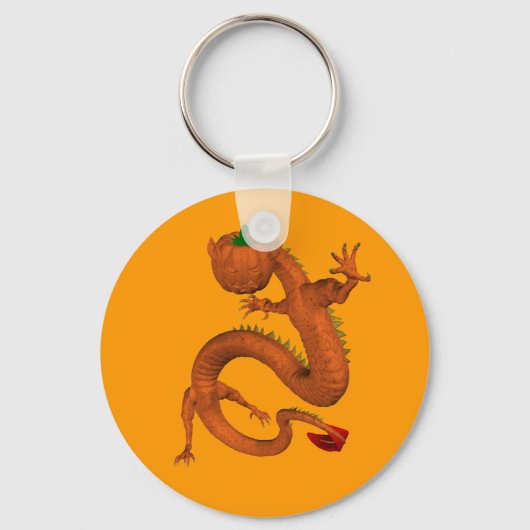 Oranje Halloween Pumpkin Dragon Sleutelhanger (Voorkant)