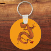 Oranje Halloween Pumpkin Dragon Sleutelhanger (Voorkant)
