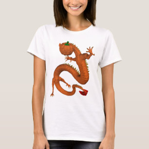 Oranje Halloween Pumpkin Dragon T-shirt