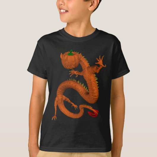 Oranje Halloween Pumpkin Dragon T-shirt (Voorkant)