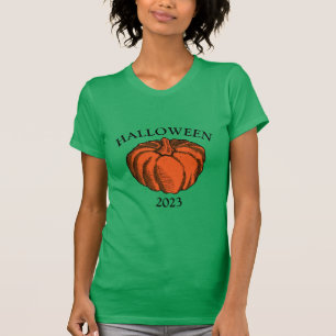 Oranje Halloween Pumpkin Ink Art T-shirt