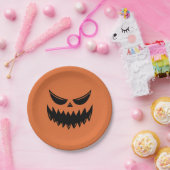 Oranje Halloween Pumpkin Jack o Lantern Papieren Bordje (Feest)