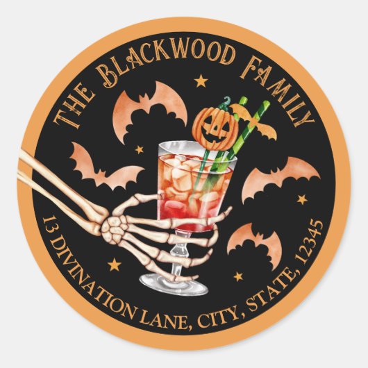 Oranje Halloween Pumpkin Retouradres Ronde Sticker (Voorkant)