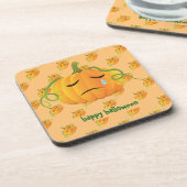 Oranje Halloween Sad Pompoen Naadloos Patroon Bier Onderzetter (Linkerzijde)