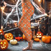 Oranje Halloween schedels en bloemen Leggings