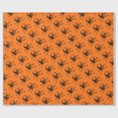 Oranje Halloween Skull Cadeaupapier (Vlak)