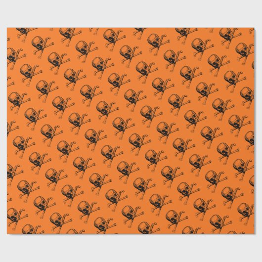Oranje Halloween Skull Cadeaupapier (Vlak)