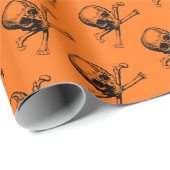 Oranje Halloween Skull Cadeaupapier (Rol Hoek)