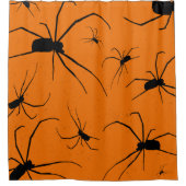 Oranje halloween Spiders Pattern, Black Spider Douchegordijn (Voorkant)