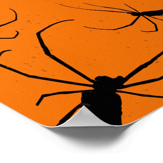 Oranje halloween Spiders Pattern, Black Spider Poster (Hoek)