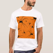Oranje halloween Spiders Pattern, Black Spider T-shirt (Voorkant)