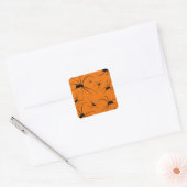 Oranje halloween Spiders Pattern, Black Spider Vierkante Sticker (Envelop)