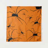 Oranje halloween Spiders Pattern, Black Spider Wandkleed (Voorkant)