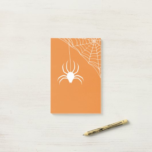 Oranje Halloween Spiderweb Post-it® Notes (Op bureau)