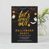 Oranje Halloween Spin Hangout Script Feest Kaart (Staand voorkant)