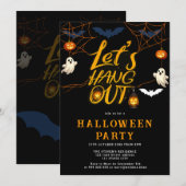 Oranje Halloween Spin Hangout Script Feest Kaart (Voorkant / Achterkant)