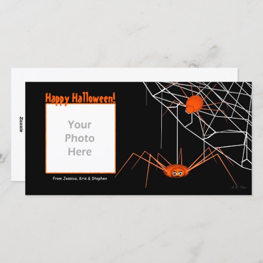 Oranje Halloween Spinnen Feestdagenkaart (Voorkant / Achterkant)