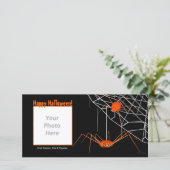 Oranje Halloween Spinnen Feestdagenkaart (Staand voorkant)