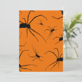 Oranje Halloween Spinnen Patroon, Zwarte Spin Feestdagenkaart (Staand voorkant)