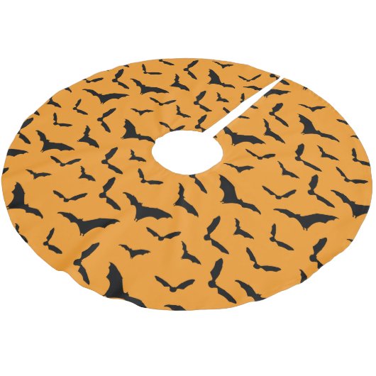 Oranje Halloween Spooky Bats Patterned Christmas Kerstboom Rok (Gekanteld)