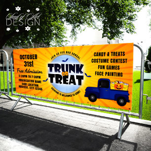 Oranje Halloween Trunk of Treat Truck Pumpkin Spandoek