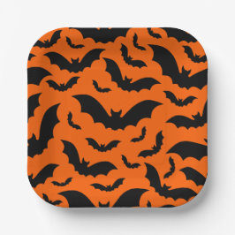 oranje halloween vampier vleermuizen gotisch papieren bordje