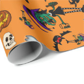 Oranje Halloween Wrapping Paper Cadeaupapier (Rol Hoek)