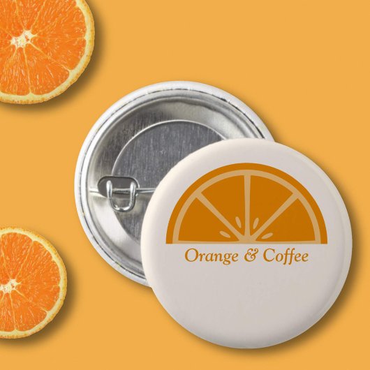 Oranje halve snede ronde button 3,2 cm