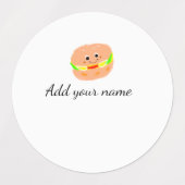 Oranje hamburger waterverf Naam toevoegen Tekst Vo Labels (Design 2)