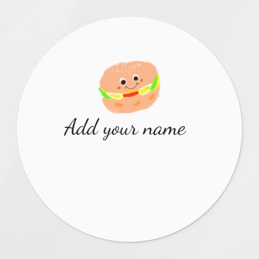Oranje hamburger waterverf Naam toevoegen Tekst Vo Labels (Design 2)