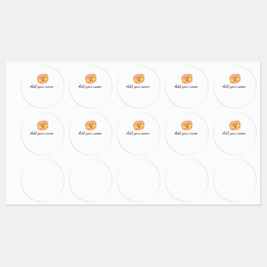 Oranje hamburger waterverf Naam toevoegen Tekst Vo Labels (Vel)