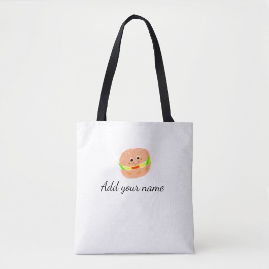 Oranje hamburger waterverf Naam toevoegen Tekst Vo Tote Bag (Voorkant)