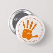 Oranje hand beëindigen geweld ronde button 5,7 cm (Voorkant /achterkant)