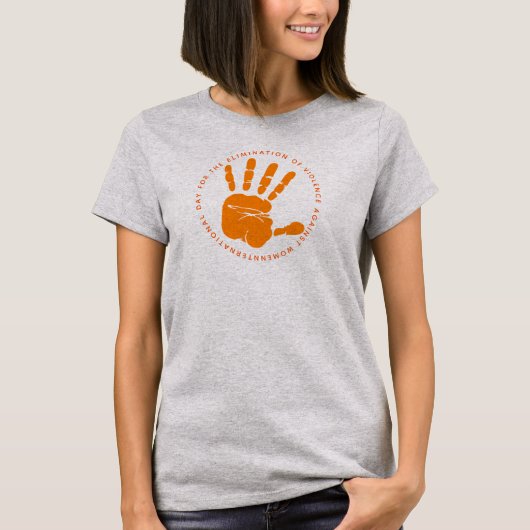 Oranje hand beëindigen geweld t-shirt (Voorkant)