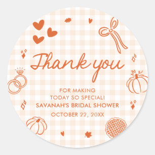 Oranje Hand Getekende Herfst Verliefd Bruidsmeisje Ronde Sticker