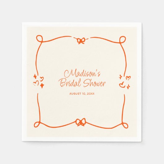 Oranje Hand getrokken Lijsten Vrijgezellenfeest Servet (Voorkant)