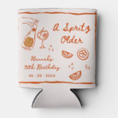 Oranje Hand Teken Een Spritz Ouder Verjaardagsfees Blikjeskoeler (Voorkant)