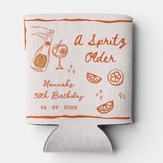 Oranje Hand Teken Een Spritz Ouder Verjaardagsfees Blikjeskoeler (Achterkant)