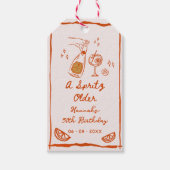 Oranje Hand Teken Een Spritz Ouder Verjaardagsfees Cadeaulabel (Voorkant)