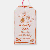 Oranje Hand Teken Een Spritz Ouder Verjaardagsfees Cadeaulabel (Achterkant)