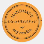 Oranje Handgemaakte Script Zwarte Rand Productlabe Ronde Sticker (Voorkant)